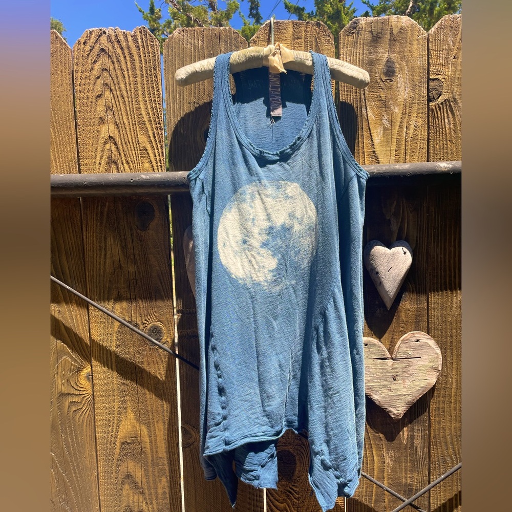 Magnolia Pearl Blue Asymmetrical Tank Top/ tunic style